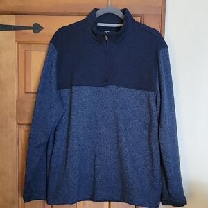 VAN HEUSEN Navy and Gray Quarter-Zip Fleece Pullover